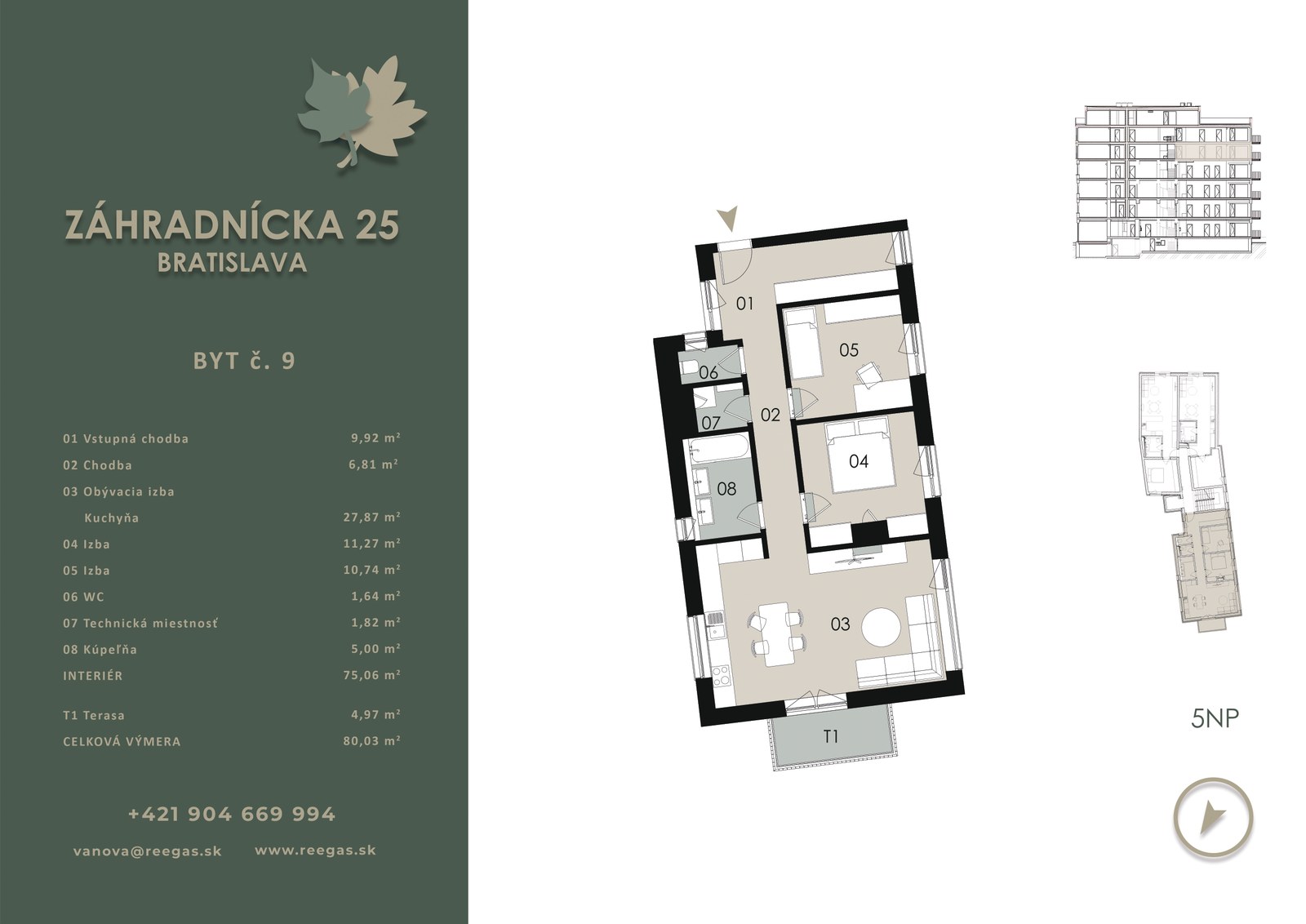 Pôdorys bytu B9 v projekte Záhradnícka 25